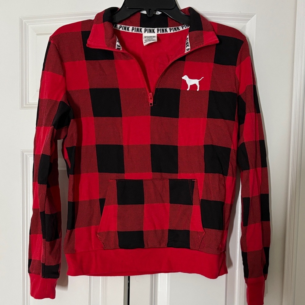 Victoria's Secret Pink Red and Black Plaid Pullover